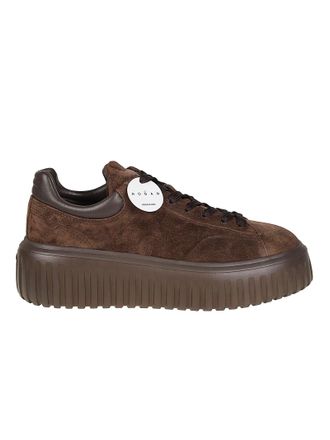 Hogan Brown H-Stripes Calf Leather Sneakers