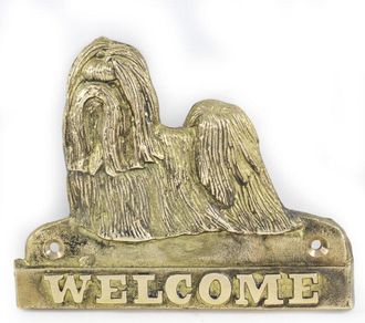 OEM Shih Tzu, Shi Tsu, Shi-tzu, Szi-cu, Szitzu: Un Cartel Para Puerta Con Un Perro, Una Placa De Bienvenida De Lat&oacute;n, Un Cartel &Uacute;nico Con La Inscripci&oacute;n W