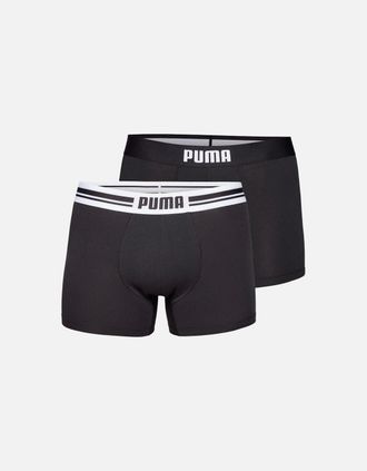 Puma Mens 2-Pack Placed Logo Boxer Briefs, Black - Size: 35/34/32