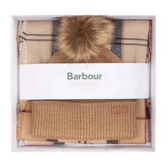 Barbour Dover Muts & Hailes Sjaal Cadeauset - Dames - Hoeden - Beige - ONE Size - Polyester - Accessoires