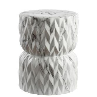 Jonathan Y Designs Chevron Drum 17.5 White Marble Finish Ceramic Garden Stool at Nordstrom