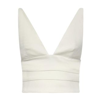 Pinko Crop Top - Dames - Tops zonder mouwen - Wit - L - Linnen - Tops