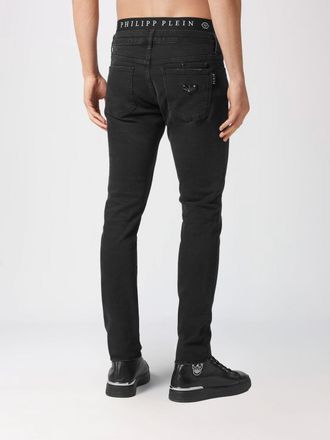 Philipp Plein Jeans skinny in denim di cotone slim fit con placca logo metallica