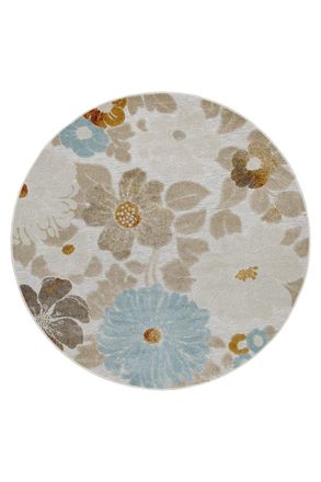 Wecon Home Alfombra redonda de interior/exterior con flores y relieve &Oslash;120