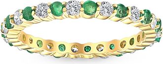Pompeii3 1 cttw Emerald & Diamond Wedding Eternity Stackable Ring 10k Yellow Gold