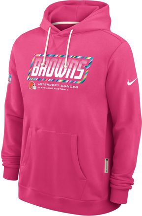 Nike Cleveland Browns Crucial Catch Sideline Standard Issue Nike Mens Dri-FIT NFL Pullover Hoodie in Pink | 03AZ68XZU8-F9R