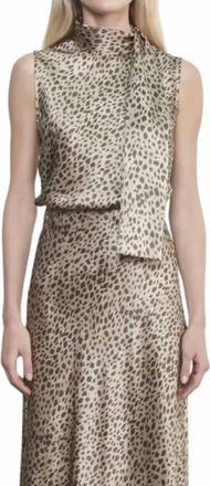 Enza Costa Silk Satin Sleeveless Scarf Top In Cheetah