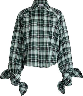 Patou Bow-sleeve Check Shirt