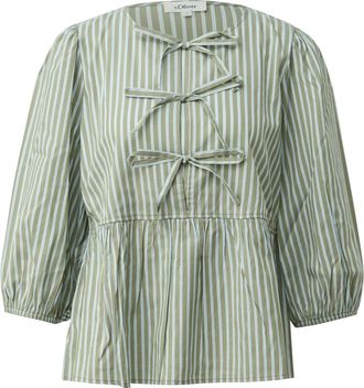 s.Oliver Schlupfbluse S.OLIVER, Damen, Gr. 36, gr&uuml;n stripes, Web, Obermaterial: 52% Polyester, 48% Viskose, gestreift, regular fit normal, Rundhals, elastische