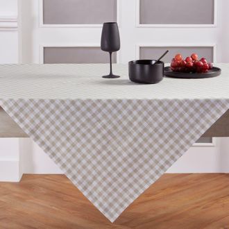 Solino Home Linen Table Throw - Gingham Check, 52 x 52, 52 x 52 in Natural at Nordstrom, Size Small