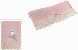 Trade Shop Trade Shop - Asciugamano Da Bagno Telo In Cotone Morbido Decorato 70 X 140cm 380gr Rosa 79507