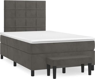 vidaXL Cama Box Spring Con Colch&oacute;n Terciopelo Gris Oscuro 120x190 Cm Vidaxl
