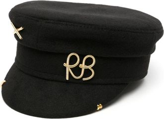 Ruslan Baginskiy Black Baker Boy Logo-Appliqué Wool Cap - Womens - Wool/Cotton