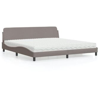 vidaXL Vidaxl - Cama Con Colch&oacute;n Tela Gris Taupe 200x200 Cm