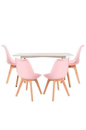 Regalos Miguel Regalos Miguel - Conjuntos De Mesa Y Sillas - Conjunto Mesa Tower Rectangular 120 X 80 Cm Blanca Y Pack 4 Sillas Synk Basic - Rosa