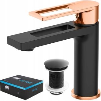 OEM Grifo Para Lavabo Negro Y Dorado + Tap&oacute;n Click-clack Sotbe