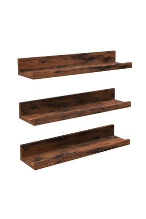 MID.YOU Mid.you Wandregalset, Dunkelbraun, Holzwerkstoff, 38x5x10 cm, h&auml;ngend, Wohnzimmer, Regale, Wandregale