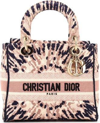 Dior Lady D-Lite Bag Embroidered Canvas Medium satchel - Blauw