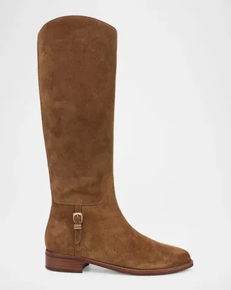 Veronica Beard 30mm Arabelle Suede Knee-High Riding Boots