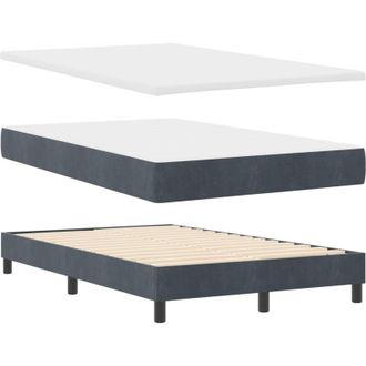 vidaXL Box Spring Bed with Headboard Dark grey 120 x 190 cm Velvet vidaXL