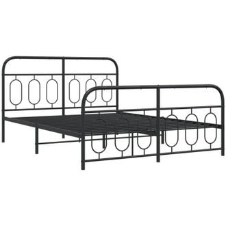 vidaXL Estructura Cama Sin Colch&oacute;n Con Estribo Metal Negro 140x190 Cm Vidaxl