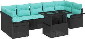 vidaXL Conjunto De Sof&aacute; De Jard&iacute;n 8 Uds. Negro Vidaxl