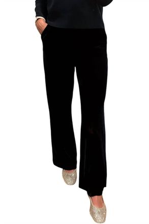 FRNCH Straight Leg Velvet Pants In Navy Blue
