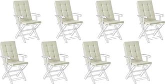 Beliani Conjunto De 8 Cojines Para Asiento Y Respaldo De Sillas De Exterior Con Lazos Verde Maui