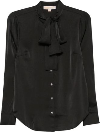Michael Kors Satijnen blouse met strik - Dames - Blouses & Shirts - Zwart - Maat: S Satijn