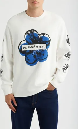 Paul Smith Flower Graphic Long Sleeve T-Shirt in 02 Off White at Nordstrom, Size Xx-Large