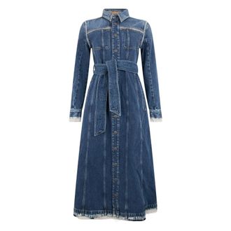Diesel Vestido largo de mezclilla con cintur&oacute;n - Dresses - Mujer - Azul - S