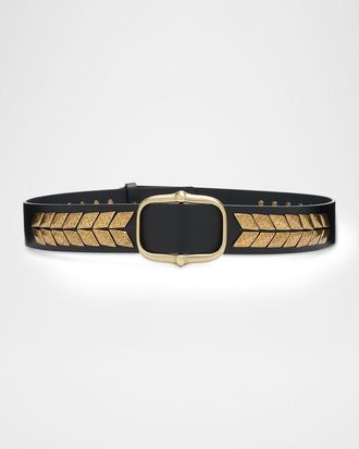 Isabel Marant Belja Metal-Embellished Leather Belt
