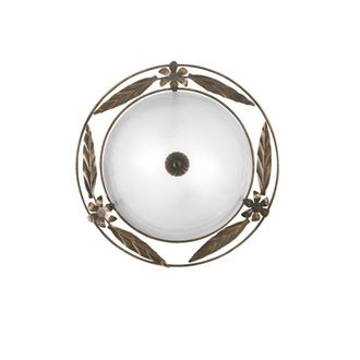 Luce-Ambiente-Design Plaf&oacute;n RICCIO blanco de cristal con estructura met&aacute;lica 40 cm.. (2xE