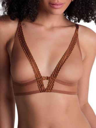 Aubade Womens Sheer Emotion Triangle Bralette - Brown Polyamide - Size X-Small
