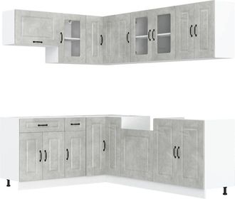vidaXL Vidaxl - Mueble Cocina Kalmar Gris Hormig&oacute;n 11 Pzas Madera Contrachapada