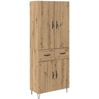 vidaXL Aparador Alto 2 Pcs Roble Artesanal Madera Tecnol&oacute;gica Y Vidrio Vidaxl