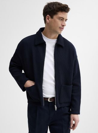 Le 31 Mens Ribbed fleece-lined cardigan