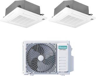 Hisense Aire Acondicionado Dual Split Inverter Cassette 9+12 Con 2amw42u4rgc R-32 Wi-fi Opcional 9000+12000 Con Mando A Distancia Y Panel Incluidos