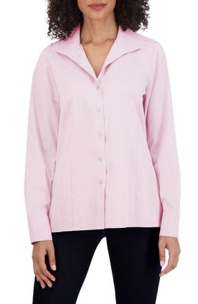 Foxcroft Katie Cotton Button-Up Shirt in Chambray Pink at Nordstrom, Size 18