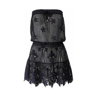 Melissa Odabash Isla Bandeau Short Dress - Dames - Strandmode - Zwart - M - Katoen - Badmode