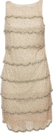 Adrianna Papell Gelaagde midi-jurk met kralen - Beige