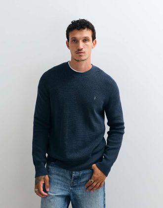 AllSaints Maglione lavorato blu-azzurro con logo