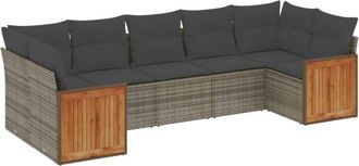 vidaXL Vidaxl - Set De Sof&aacute;s De Jard&iacute;n 7 Piezas Con Cojines Rat&aacute;n Pe Gris