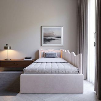 OEM Lit Gigogne - Sof&aacute;-cama 90x200 - Led Regulable 7 Colores - Terciopelo Beige - Somier De Lamas