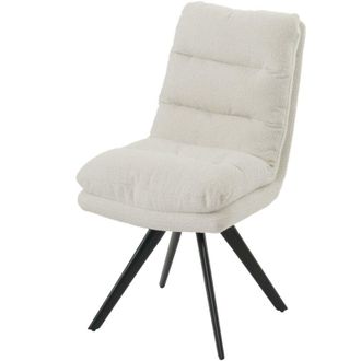 Hhg Hhg - Silla De Comedor 481, Silla De Cocina Silla, Giratoria Auto Posici&oacute;n Tela/textil Boucl&eacute; Mvg, Blanco Crema