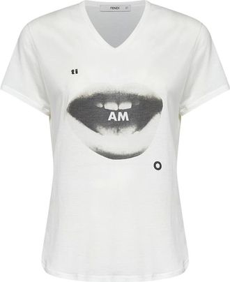 Fendi Mujer, Camisetas, Blanco, Talla: L