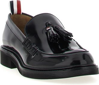 Thom Browne Womens Black Calfskin Slip-On Loafers
