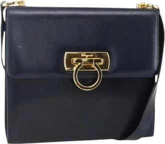 Ferragamo Pre-owned Leather Cross Body Bag - Dames - Vintage Schoudertas - Blauw - ONE Size - Leer - Vintage