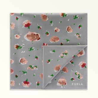 Furla Daisy Carré Cenere+soil+nero Multicolour Crepe Satin With Scattered Floral Print Woman