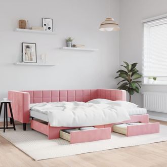 vidaXL Vidaxl - Sof&aacute; Cama Nido Con Cajones Terciopelo Rosa 90x200 Cm